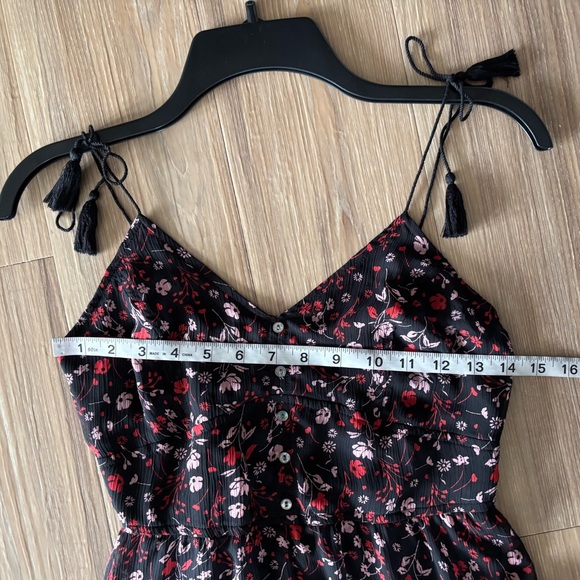 Express Dress Midi High Low Floral Black Red Button S Smocked Whimsigoth Boho - Picture 8 of 11